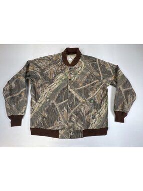 Vintage 90s Mossy Oak Camo Bomber Jacket Mens XL USA Made Hunting Workwear